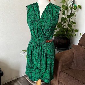 Michael Kors Green and Navy Paisley Dress size S !!